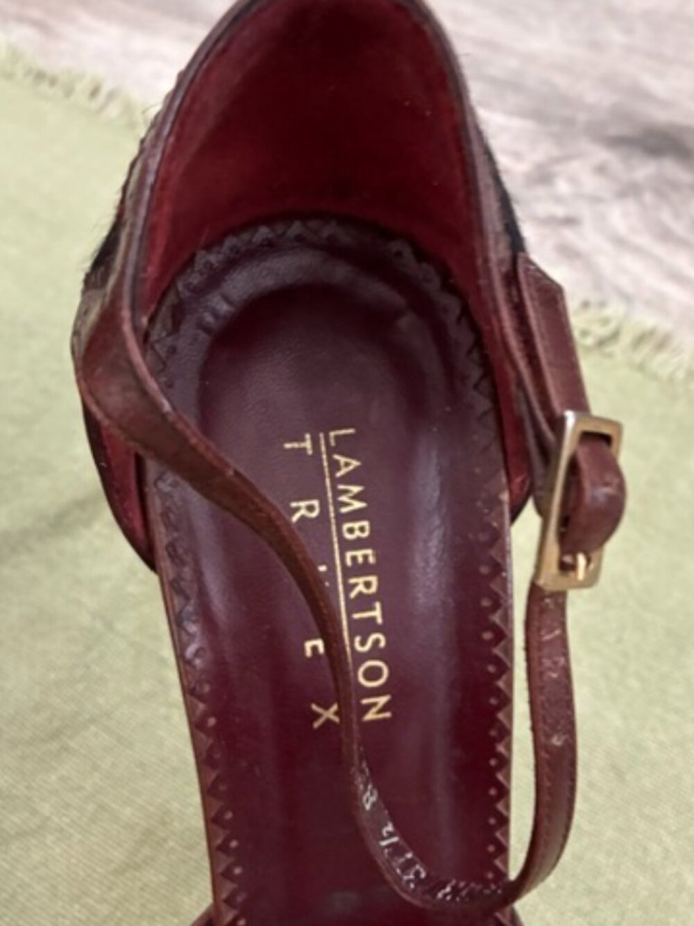 Lambertson Truex Chocolate Brown Leather Horsehair Ankle Strap Stilettos - RARE - Picture 2 of 7